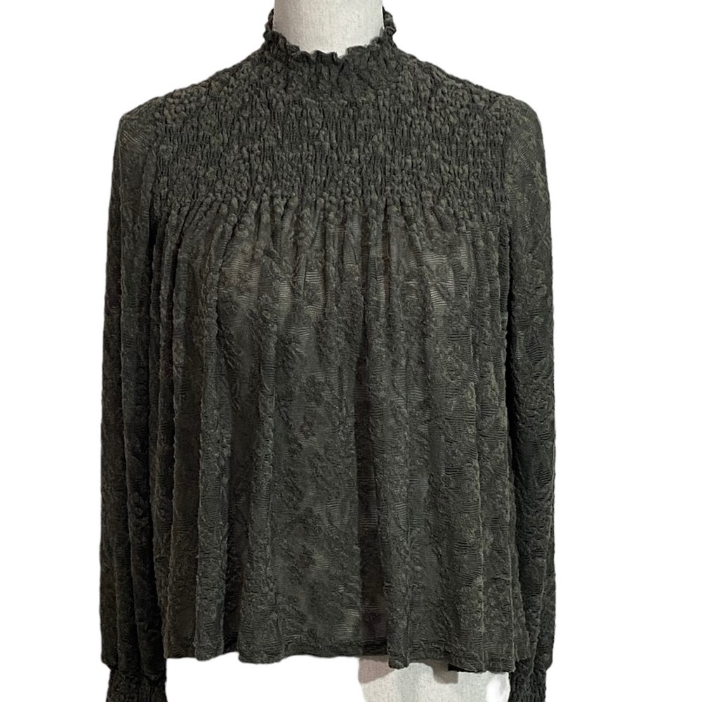 ANTHROPOLOGY - DELETTA‎ - SIZE XS -SHEER SMOCKED LOOSE KNIT TOP - A-LINE CUT B22 - Picture 9 of 9